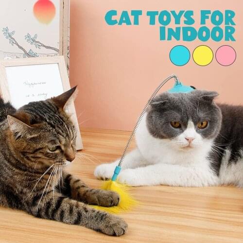 Cat Feather Toy Interactive Toys with Adjustable Collar Bell Feather Funny Teaser for Indoor Playing Game Cats Supplies