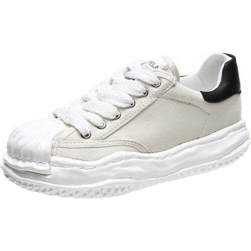 Owen Seak Women Canvas Vulcanized Shoes Luxury Trainers Lace Up Sneakers Summer High Street Japanese Black Shoes