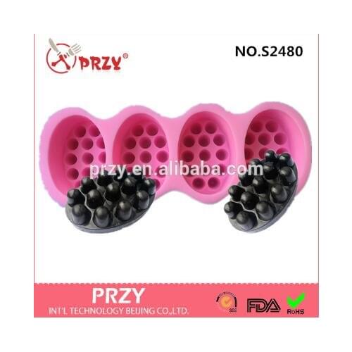 Massage Soap Mold Fondant Cake Decoration Molds Handmade Soap Mould Silicone Soap Making Mould Aroma Stone Moulds DIY 2D 4 Holes