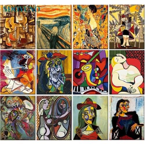 SDOYUNO 60x75cm Paint By Numbers Kits Frameless DIY Abstract Painting By Numbers On Canvas Home Decor Digital Hand Painting