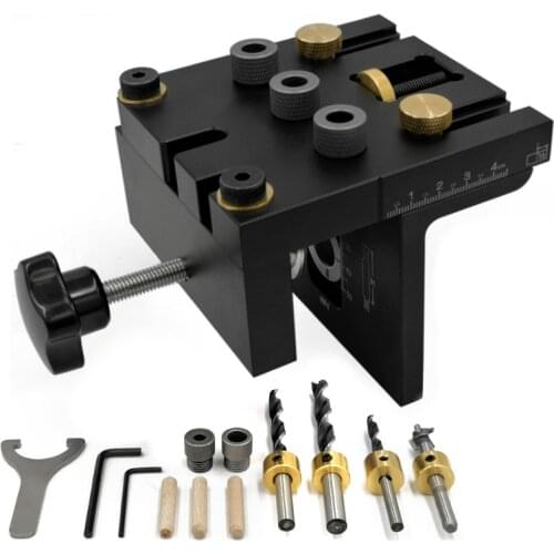 Multifunction Woodworking Doweling Jig Kit Adjustable Drilling Guide Puncher Locator for Furniture Connecting Carpentry Tools