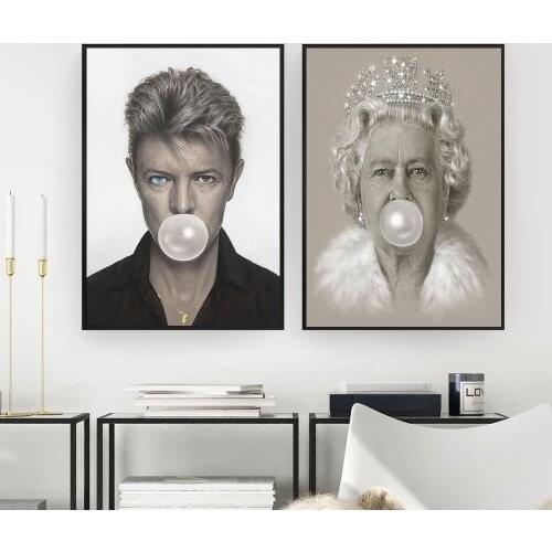 Bubble Gum Queen Wall Art Print Elizabeth Bowie Nordic Poster Figure Canvas Painting Wall Pictures for Living Room Modern Decor