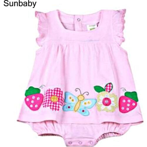 New summer baby girl dress Cotton embroidered and printed briefs climbing suit baby dress I0406