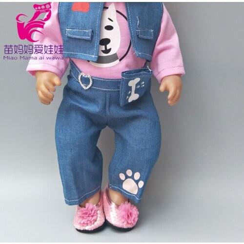 Baby doll coat Walking the dog clothes also fit for 18 inch girl doll outwear denim jacket sets