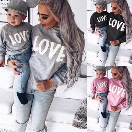 Autumn Letter Print Family Matching Clothing Mom And Me Tops Mother Daughter And Son Clothes Family Clothing Outfits Family Look