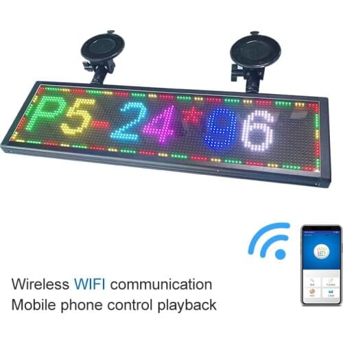 P5 24*96 20inch Thin RGB Screen Car LED Display Sign Board WIFI Programmable Text Messages Scolling Moving LED Panel