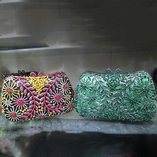 Multi-Colored Diamond Evening Clutch Bag New Crystal Glitter Purse Best Designer Lady Dinner Banquet Shoulder Money Handbags