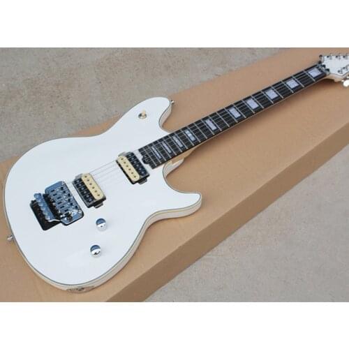 Factory Outlet-6 Strings White Electric Guitar with Humubuckers Pickups,Ebony Fretboard
