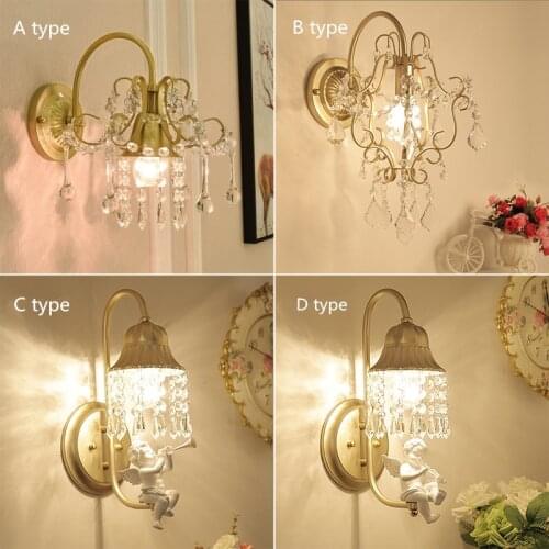 Modern minimalist golden crystal wall lamp living room bedroom bedside mirror headlight corridor aisle creative lamps