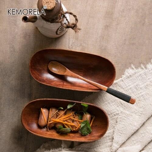 Japanese-Style Dried Fruit Dish Solid Wood Tableware Food Serving Tray Desserts Snack Dishes Household Plate Dinnerware