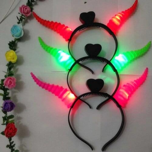 Gafas Led 12pcs/lot Led Light Up Antelope Sheep Horns Headband Batteries Inclusive Multicolor Christmas Party Free Shipping