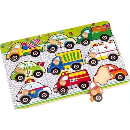 Creative Educational Wooden Toys Preschool Communication Tools Truck Taxi Board DIY 1 to 3 Years Children 30 * 20 cm Size