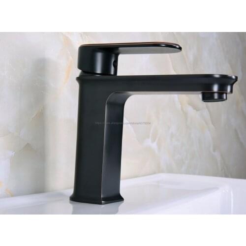 Bathroom Black Oil Rubbed Brass Basin Faucet Single Handle Bathroom Sink Faucet Cold and Hot Mixer Water Nnf665
