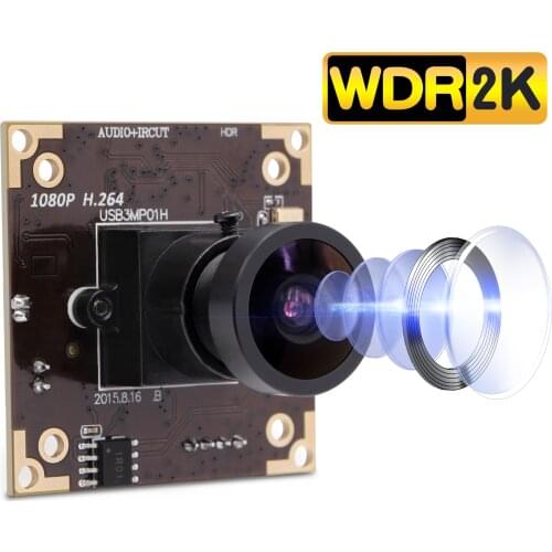 3MP WDR MICRON AR0331 CMOS Sensor H.264 MJPEG MIC HD USB2.0 Camera module PCB Board with 3.6mm lens