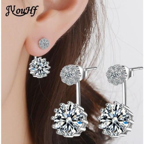 JYouHF Elegant Trendy Round AAA Cubic Zirconia Earrings White Gold Plated Austrian Crystal Stud Earrings Jewelry for Women Gift