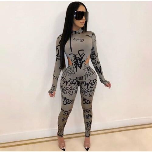2021 Spring Letter Printed Nightclub Two Piece Set Full Sleeve Bodycon & Slim Leggings Matching Sets Rave Festival Y2k Clothes