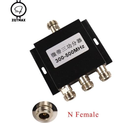 ZQTMAX Coaxial 1 to 3 Way Power Splitter 300-500MHz Signal Booster Divider N female divider walkie talkie use