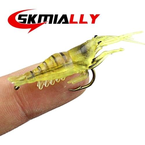 10Pcs Hot Sale 5cm 1.3g Shrimp Simulation Soft Prawn Lure Hook Tackle Bait Fishing Lures YS02