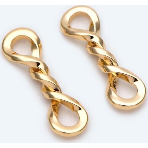 10pcs Knot Connectors 15x5mm, 18K Gold Plated Brass, For Jewelry Making DIY (GB-2168)