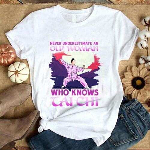 100% CottonCute Tai Chi Shirt Never Underestimate Woman Who Knows Tai Chi Funny T Shirt For Women
