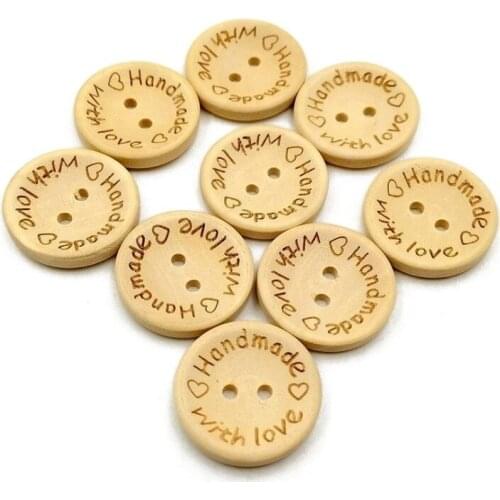 100 Buttons Natural Wood Round Shape With 2 Holes Sewing Stitching Knit Haberdashery - 20mm