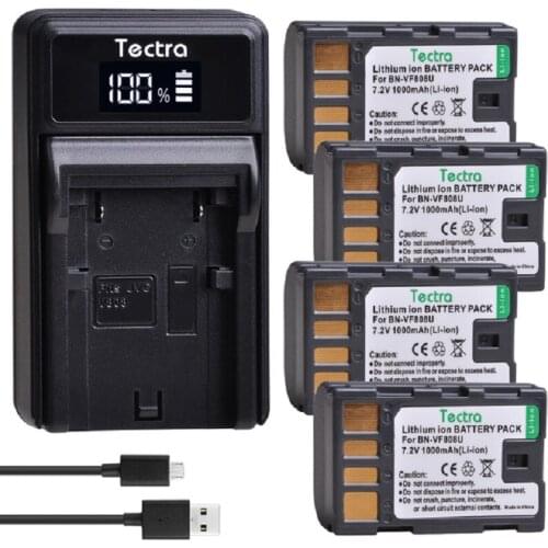 4pc BN-VF808 BN-VF808U BN VF808 +LED USB Charger for JVC GZ-HD7 GZ-MG575 GZ-MG555 GR-D750 GR-D760 GR-D740 GZ-MG255 Battery