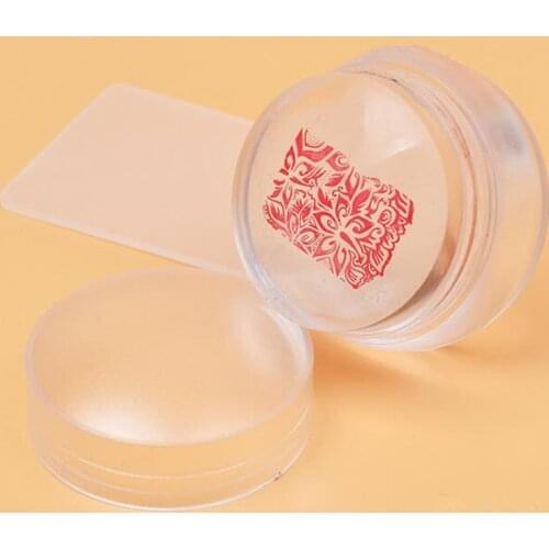 2021 New Lovely Design Matte Nail Art Stamper Scraper with Cap Silicone Jelly 3.3cm Nail Stamp Stamping Tools
