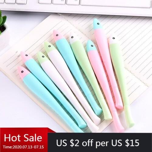 24 Pcs Japanese and Korean Cute Cartoon Fish Modeling Neutral Pen Creative Color Pen 0.5 Carbon Black Pen Stationary Wholesale