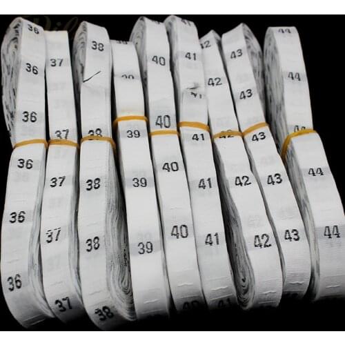 500 pcs/lot shoes size label number size white black clothing size label 36-44 woven clothing care label free shipping