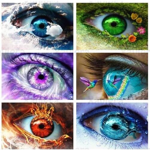 5D DIY Diamond Mosaic Colorful Eye Abstract Scenery Diamond Painting Full Square Round Diamond Embroidery Cross Stitch Kit Gift