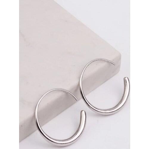 925 Sterling Silver Gradient Big Circle Charm Stud Earring For Women Girls Party Wedding Jewelry Pendientes Accessories eh1067