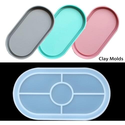 Concrete Oval Mold Ashtray Coaster Square Flexible Silicone Tray Mold Epoxy ResinCraft Clay Resin Molds Plaster Mold