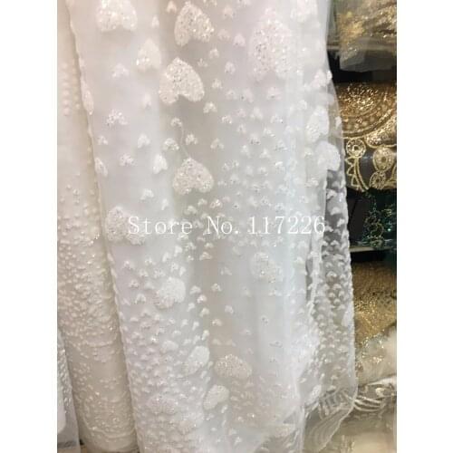 Sparkle JRB-101901 Tulle Glitter Lace Fabric For Wedding Dress Glitter Net Lace Fabric in white color