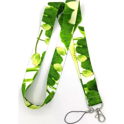 Regooly RE163 Water lilies flowers Neck keychain necklace Anime Cartoon Neck Strap ID badge holder Keychain Lanyard present gift