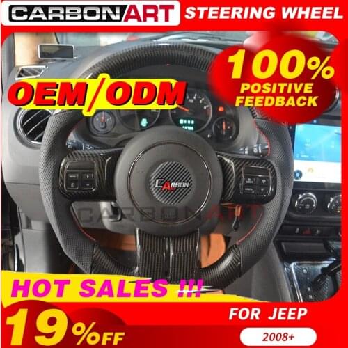 For JEEEP Guide Wrangle STEERING WHEEL Real Carbon Fiber/Leather material Steering Wheel Trims Cover Customized Replacement