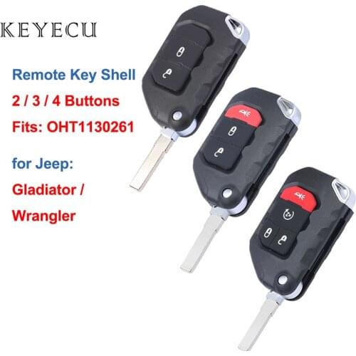 Keyecu Flip Remote Control Car Key Shell Case With 2 / 3 / 4 Buttons for Jeep Wrangler Gladiator 2018 2019 2020 OHT1130261