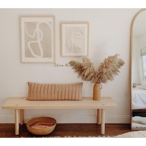 Ins custom solid wood kindergarten long stool Nordic style shoe changing stool childrens clothing shop shoe store bed and break