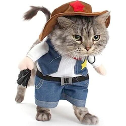 Pet Dog Cat Costume Denim Jeans Hoodie Halloween Costume Jumpsuit Puppy Costume Fun Coat Christmas Clothes for Dogs