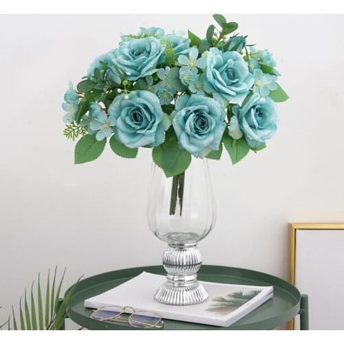 Korean style 7 Head Rose Simulation Home furnishing artificial flower silk flower wedding Photography decoration