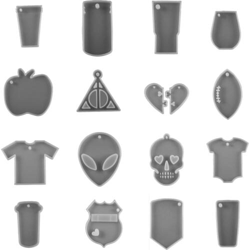 16Styles Alien Heart Casting Silicone Epoxy Molds Set UV Epoxy Resin Mold For DIY Jewelry Making Pendant Mould Accessories Kits