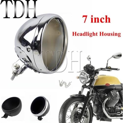 7" Motorcycle Street-Bike Headlight Chrome Housing Headlamp Light Bulb Bucket For Harley Custom 7 Inch Lighthouse Universal