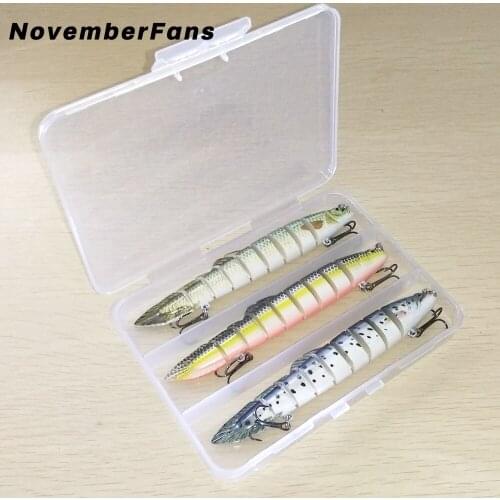 NovemberFans 3pcs/box Multi Jointed Eel Fishing Lures 13cm 21.5g Minnow Sinking Artificial Swimbait Wobblers Tackle