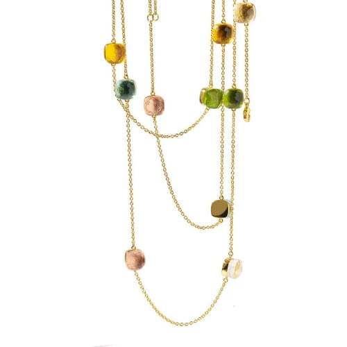 2020 New Luxury Brand Fashion Christmas Gift Colored Crystal Sweater Chain Long Necklace For Women