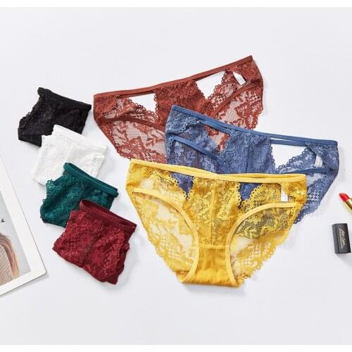 New Product Japanese Lace Panties Ladies Low Waist Sexy Mesh Cotton Crotch Hollow Briefs Girls Sexy Underwear Women