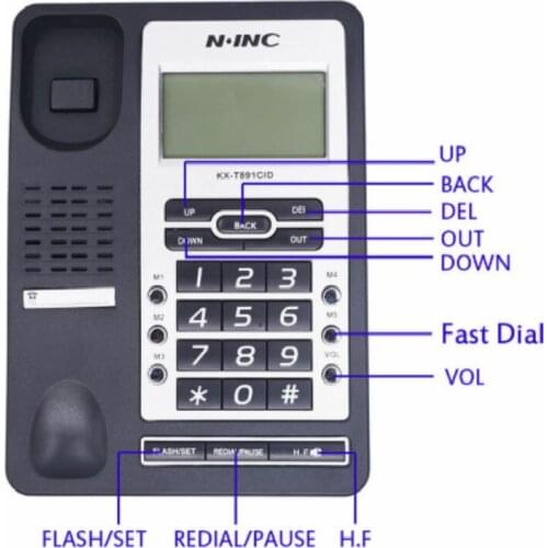 Office home phone caller ID hands-free call fixed phone landline black DTMF/FSK Telephone Without Battery Green Screen Landline