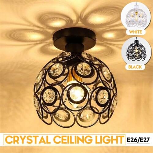 Ceiling Lights Crystal Lampshade Balck Gold Plafonnier Living Room Bedroom Modern Round Square Decorative Ceiling Lamp
