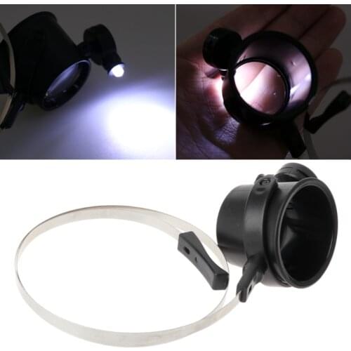 Practical 15X LED Hands Free Eye Loupe Jewelry Watch Repair Magnifier Headband XX9D