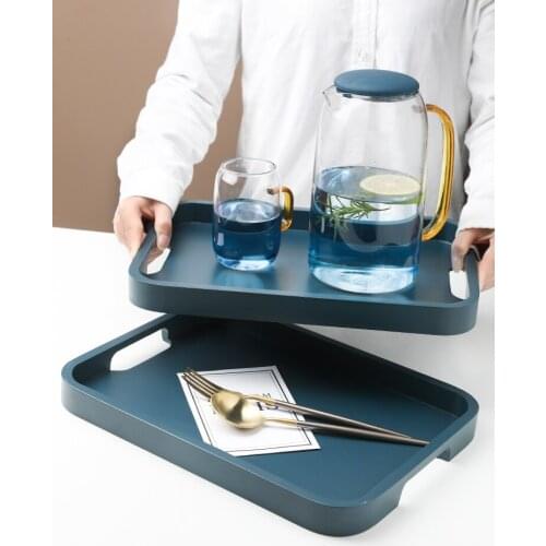 Nordic Style Morandi Color Rectangle Bamboo Storage Trays for Cups/Sundries Creative Home Use Tea/Coffee Trays