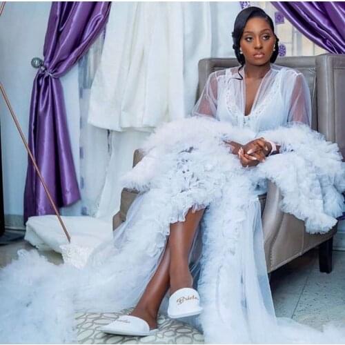 Puffy White Ruffles Sleeves Tulle Maternity Dresses Sleeves Women Pregnant Robes For Photo Shoot Maternity Dress Evening Gowns