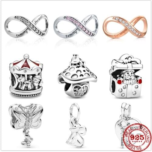 Hot Sale 100% Real 925 Sterling Silver Box Carousel Charm Fit Original Pandora Bracelet Making Fashion DIY Jewelry For Women